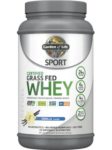 Garden of Life, Sport Certified Grass Fed Whey Protein, Vanilla, 640 Grams