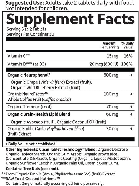 Garden of Life, Dr. Formulated, Brain Health Memory & Focus for Adults 40+, 60 Vegetarian Tablets