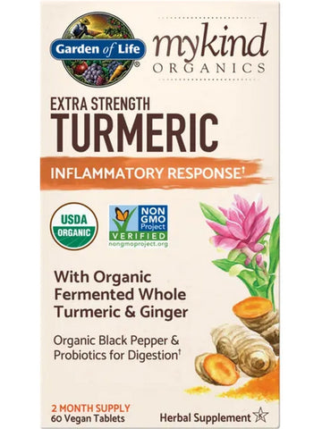 Garden of Life, MyKind Organics, Extra Strength Turmeric Inflammatory Response, 60 Vegan Tablets
