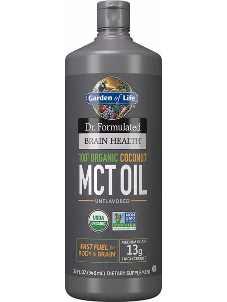 Garden of Life, Dr. Formulated Brain Health 100% Organic Coconut MCT Oil, Unflavored, 32 fl oz
