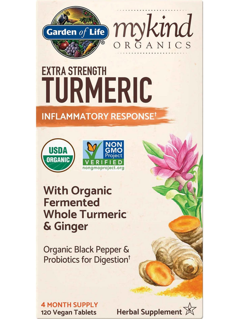 Garden of Life, MyKind Organics, Extra Strength Turmeric Inflammatory Response, 120 Vegan Tablets