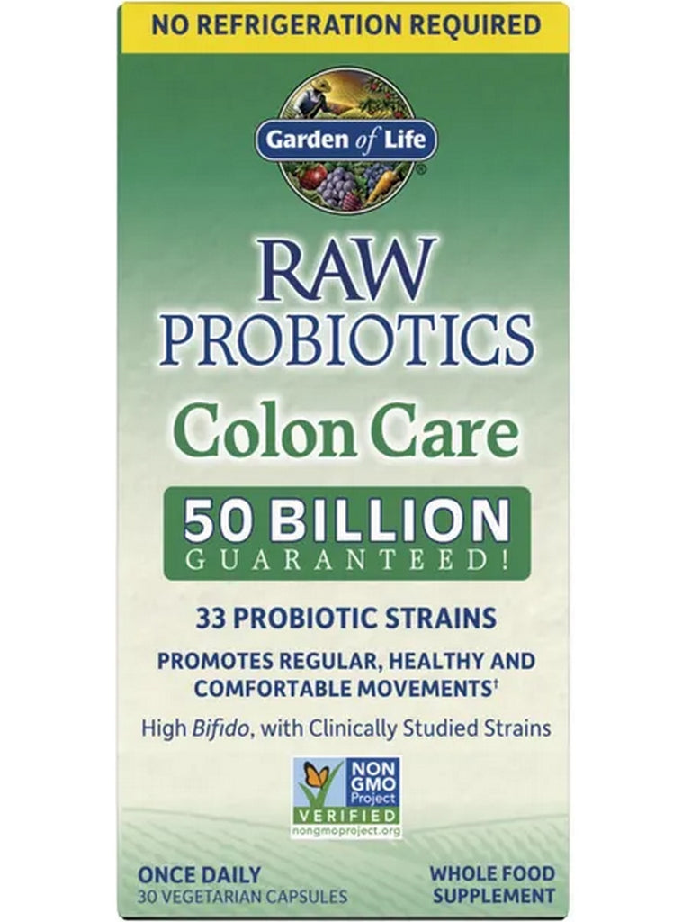 Garden of Life, Raw Probiotics Colon Care Shelf Stable, 30 Vegetarian Capsules