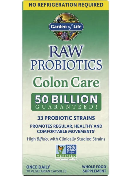 Garden of Life, Raw Probiotics Colon Care Shelf Stable, 30 Vegetarian Capsules
