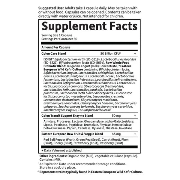 Garden of Life, Raw Probiotics Colon Care Shelf Stable, 30 Vegetarian Capsules