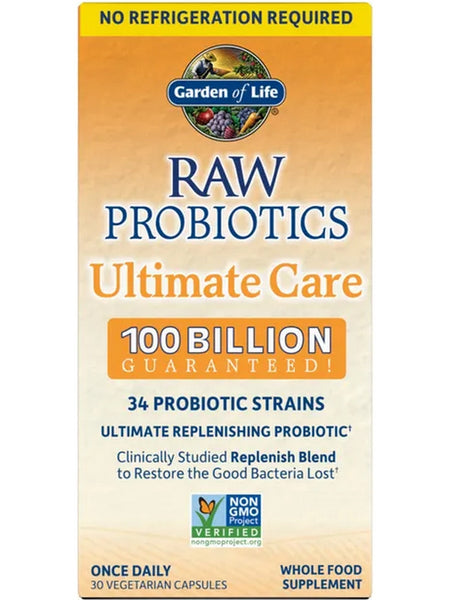 Garden of Life, Raw Probiotics Ultimate Care Shelf Stable, 30 Vegetarian Capsules