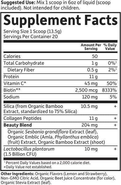 Garden of Life, Grass Fed Collagen Beauty, Strawberry Lemonade, 9.52 oz