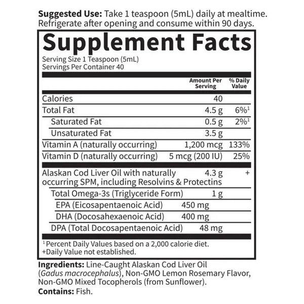 Garden of Life, Dr. Formulated, Alaskan Cod Liver Oil, Lemon, 6.76 fl oz