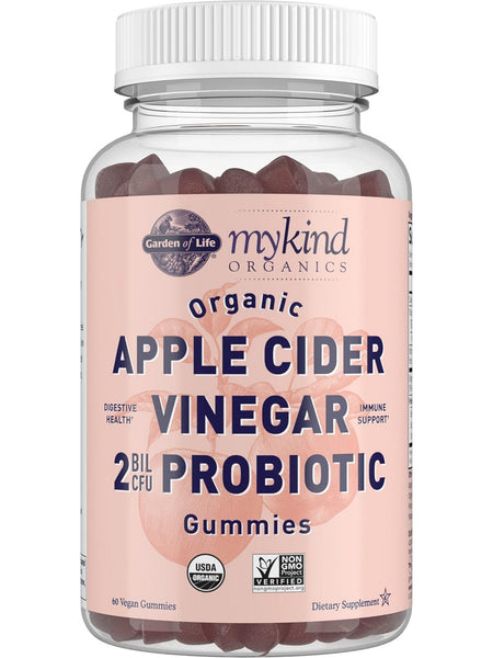 Garden of Life, MyKind Organics, Organic Apple Cider Vinegar 2 BIL CFU Probiotic Gummies, 60 Vegan Gummies