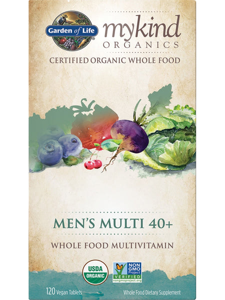 Garden of Life, MyKind Organics, Men's Multi 40+, 120 Vegan Tablets