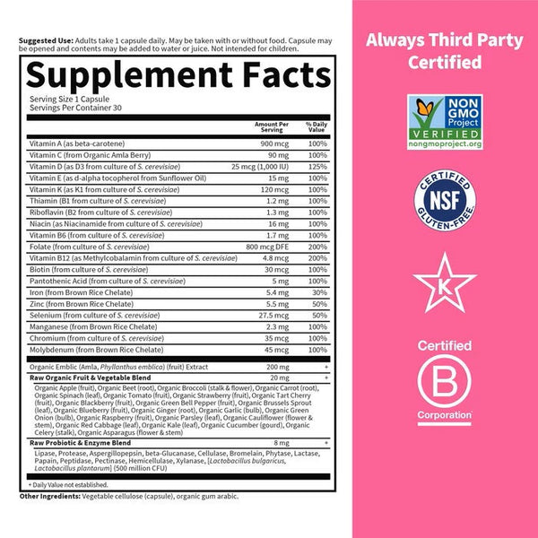 Garden of Life, Vitamin Code, Raw One for Women, 30 Vegetarian Capsules