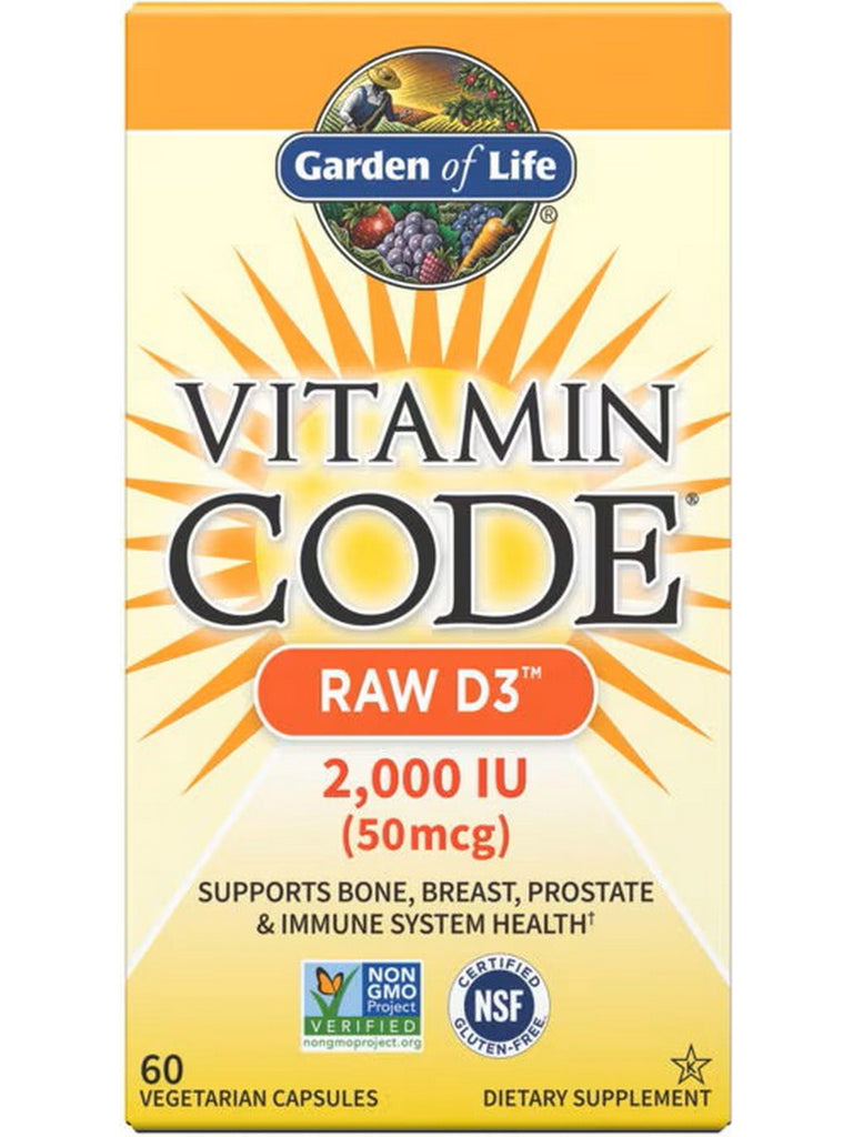 Garden of Life, Vitamin Code, RAW D3, 2000 IU, 60 Vegetarian Capsules