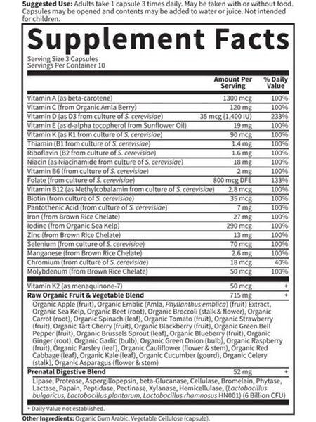 Garden of Life, Vitamin Code, Raw Prenatal, 30 Vegetarian Capsules