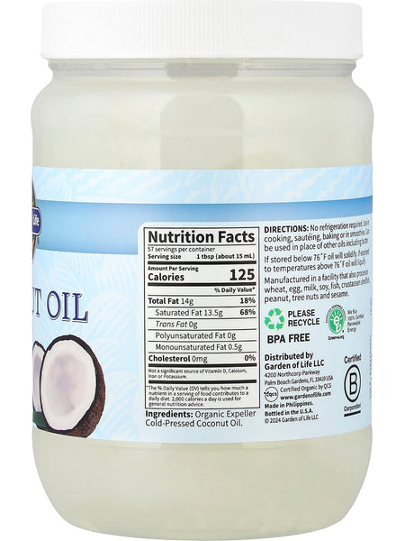 Garden of Life, Coconut Oil Raw Extra Virgin, 858 mL