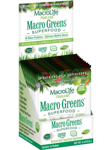 MacroLife Naturals, Macro Greens Superfood, 12 Packets, 112.8 g