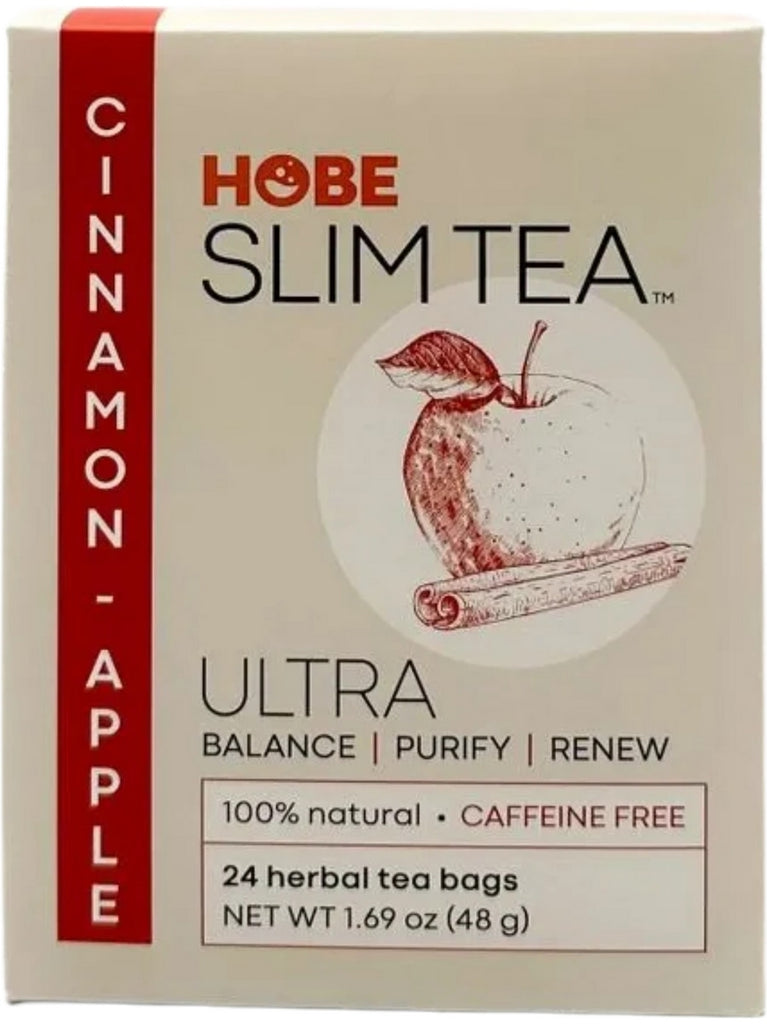 ** 12 PACK ** Hobe Labs, Slim Tea Ultra, Cinnamon Apple, Caffeine Free, 24 Herbal Tea Bags