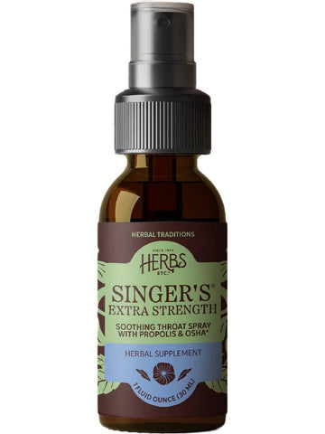 Herbs Etc., Singer's Soothing Throat Spray, Extra Strength, 1 Fluid Ounce