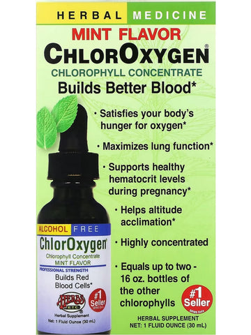 Herbs Etc., Alcohol Free ChlorOxygen Chlorophyll Concentrate, Professional Strength, Mint Flavor, 1 Fluid Ounce