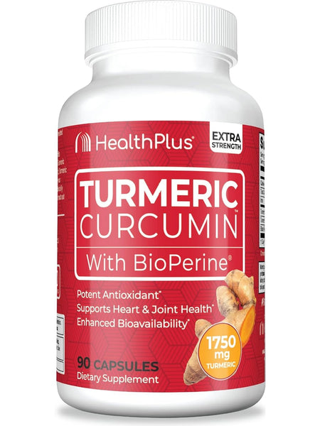 Health Plus, Turmeric Curcumin With BioPerine, 90 Capsules