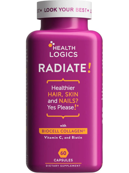 Health Logics, Radiate with Biocell Collagen, 60 Capsules