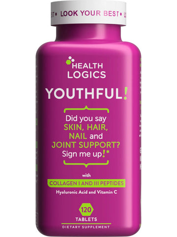 Health Logics, Youthful with Collagen 1 and III Peptides, 120 Tablets