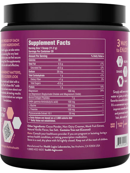 Health Logics, Beauty Rest with Collagen Peptides, Natural Chocolate, 7.9 oz