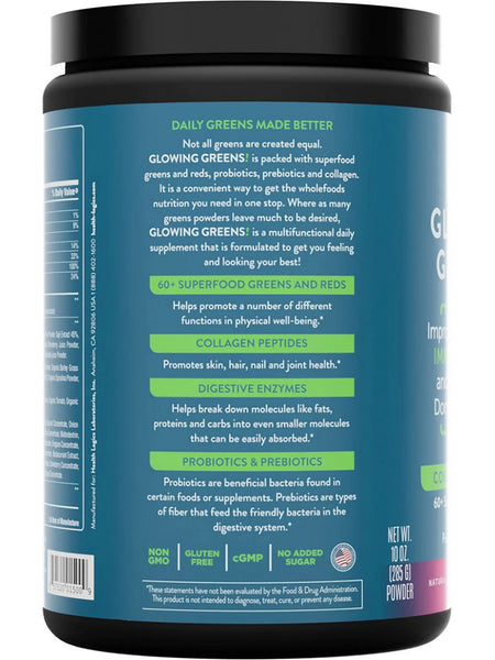 Health Logics, Glowing Greens, Natural Berry Blast, 10 oz