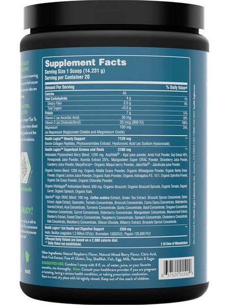 Health Logics, Glowing Greens, Natural Berry Blast, 10 oz