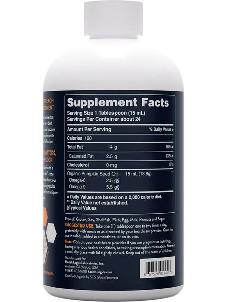 Health Logics, Pumpkin Seed Oil, Organic, 12 fl oz