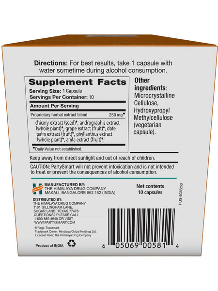 Himalaya, PartySmart, 10 vegetarian capsules
