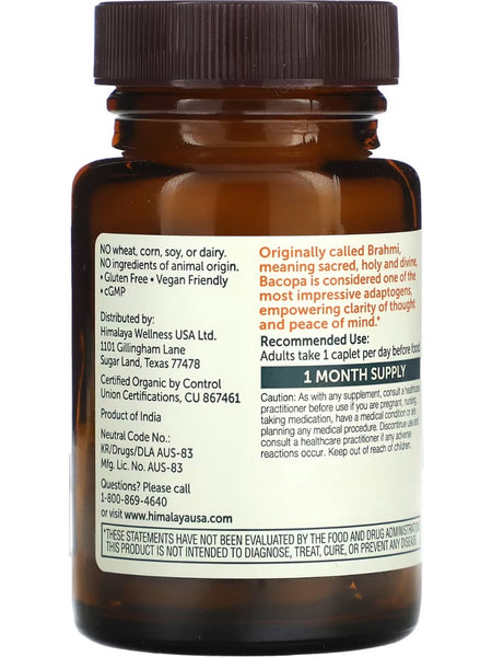 Himalaya, Organic Bacopa, 30 Caplets