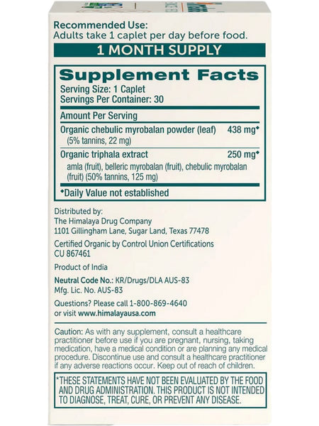 Himalaya, Organic Triphala, 30 Caplets