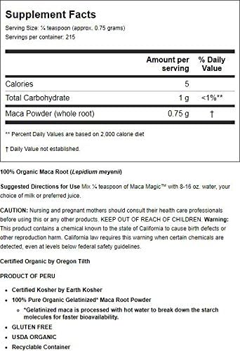 Maca Magic, 100% Pure Organic Gelatinized Maca Root Powder, 5.7 oz