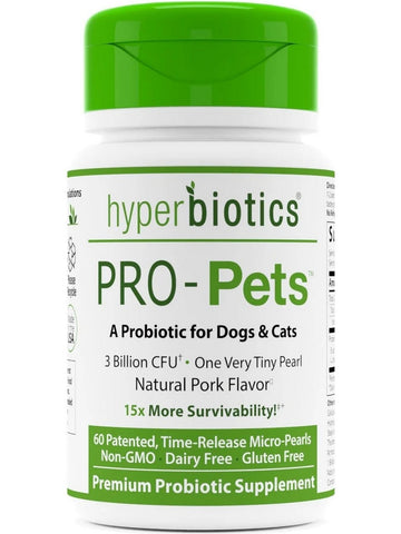 Hyperbiotics, PRO-Pets, Natural Pork Flavor, 60 Patented, Time-Release Micro-Pearls