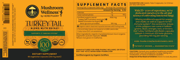 Herb Pharm, Mushroom Wellness Turkey Tail, 90 vcaps