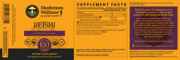 Herb Pharm, Mushroom Wellness Reishi, 90 vcaps