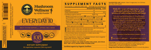 Herb Pharm, Mushroom Wellness Everyday 10, 90 vcaps