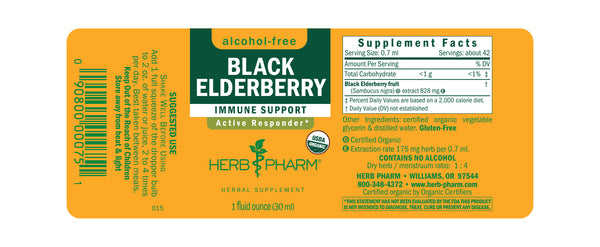 Herb Pharm, Black Elderberry, Alcohol-Free, 1 fl oz