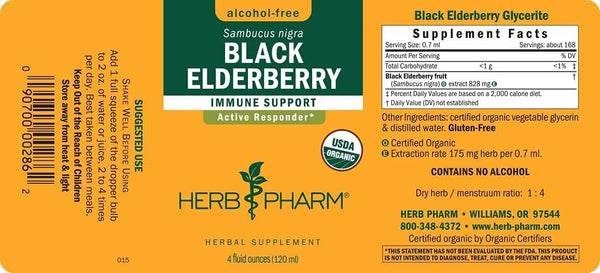 Herb Pharm, Black Elderberry, Alcohol-Free, 4 fl oz