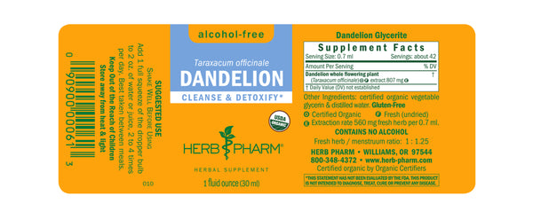 Herb Pharm, Dandelion, Alcohol-Free, 1 fl oz