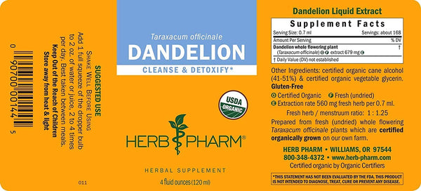 Herb Pharm, Dandelion, Alcohol-Free, 4 fl oz