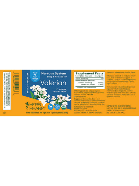 Herb Pharm, Valerian, 60 Vegetarian Capsules