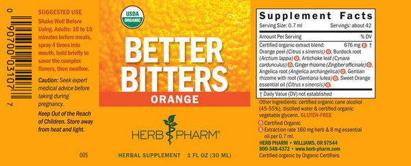 Herb Pharm, Better Bitters, Orange, 1 fl oz
