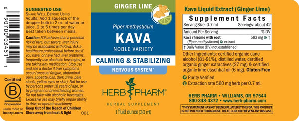 Herb Pharm, Kava, Ginger Lime, 1 fl oz