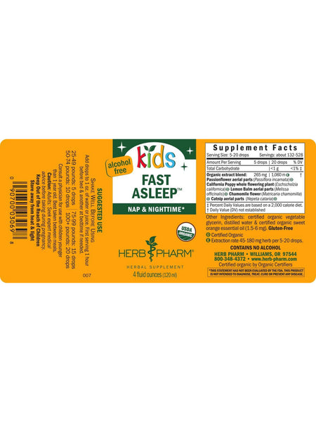 Herb Pharm, Kids Fast Asleep, Alcohol-Free, 4 fl oz