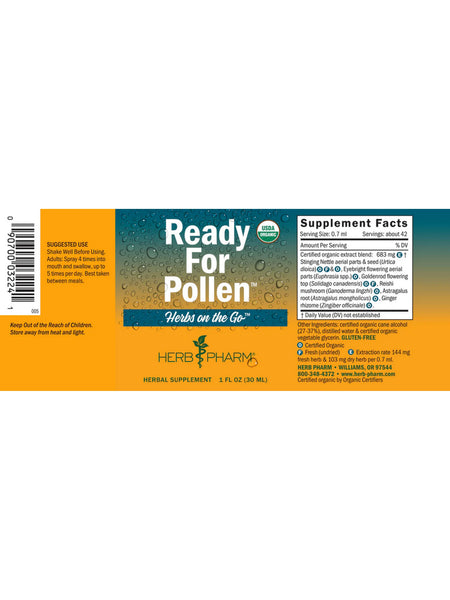 Herb Pharm, Herbs on the Go: Ready For Pollen, 1 fl oz
