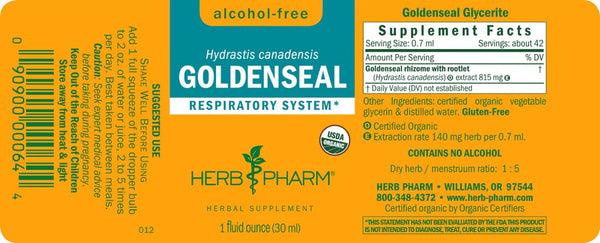 Herb Pharm, Goldenseal, Alcohol-Free, 1 fl oz