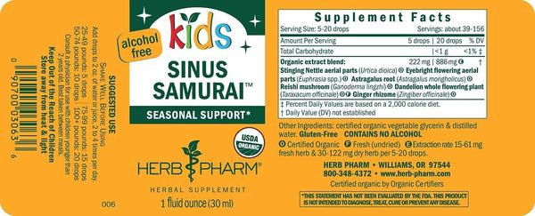 Herb Pharm, Kids Sinus Samurai, 1 fl oz