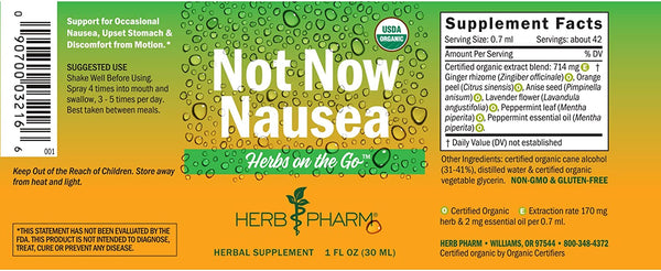 Herb Pharm, Herbs on the Go: Not Now Nausea, 1 fl oz