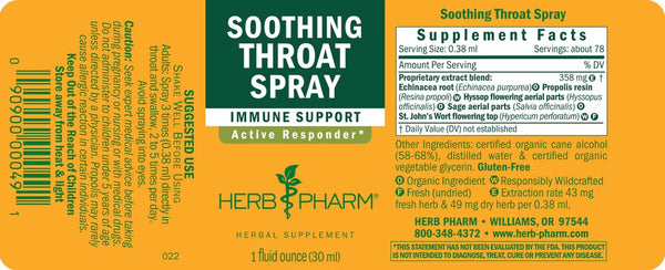 Herb Pharm, Soothing Throat Spray, 1 fl oz