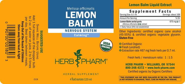 Herb Pharm, Lemon Balm, 4 fl oz